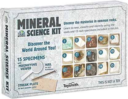 Toysmith Mineral Science Kit, 15 Specimens, STEM Geology Kit for Kids 5+ - style: Toy Mineral Science Kit