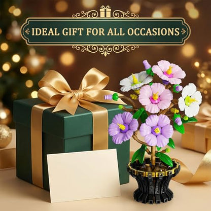 Botanicals Hibiscus Artificial Flowers Building Set - color: Pastel Purple
