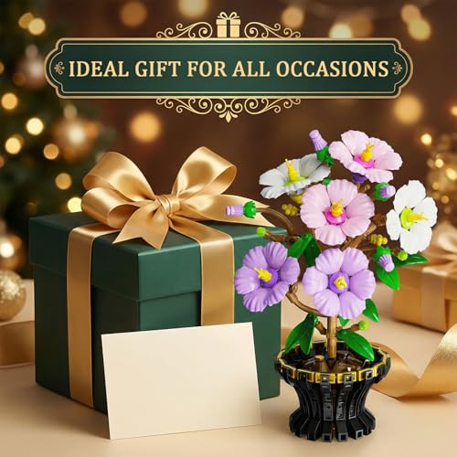 Botanicals Hibiscus Artificial Flowers Building Set - color: Pastel Purple