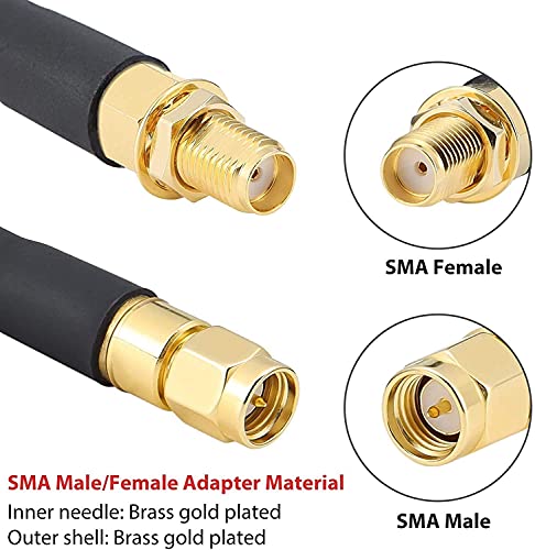 XRDS -RF 35ft SMA Male to SMA Female Coax Cable, 50 Ohm Low Loss KMR240 SMA Connectors Pure Copper Coaxial Cable for SDR Equipment Antenna, Ham Radio, 3G 4G LTE Antenna, ADS-B, GPS, LAN - size: 35 FT