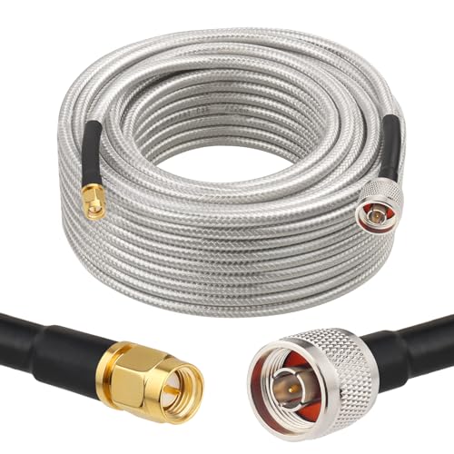 MOOKEERF RG8X N Male to SMA Male Cable 50FT,Ultra Low Loss RG8X Stranded Core SMA to N Cable 50 ohm for WiFi Router,GPS Receiver,Antenna,Signal Booster Use - size: 50FT
