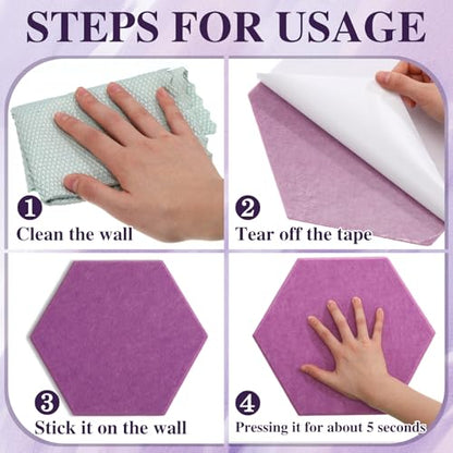 Mooliwe 8 Pcs 12 Inch Hexagon Cork Board Tiles Pins Clips, Pink - color: Pink