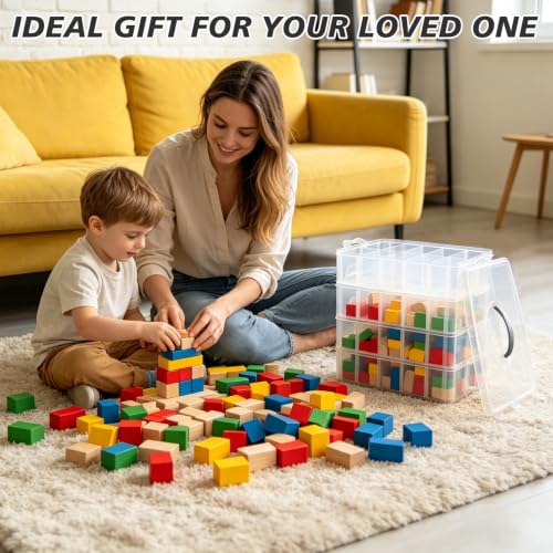 Guyuyii 4-Tier Stackable Storage Organizer Box with Carrying Handle - color: 1 pack 40 compartment