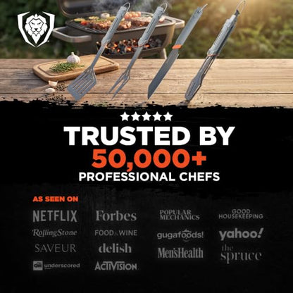 Dalstrong 4-Pc BBQ Grill Tool Set - Knife, Fork, Spatula & Locking Tongs - size: 4pc Grill Set