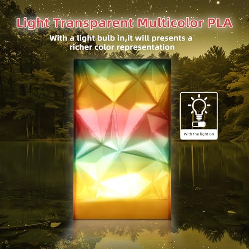 3DHoJor Transparent Multi Rainbow Color Gradient Change PLA 1.75mm 1KG 3D Printing Filament Crystal Rainbow PLA Clear PLA Filament with Cardboard Spool-Maple Leaf - color: Maple Leaf