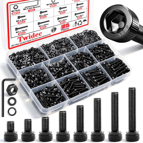 Twidec/1015PCS M3 Screws Assortment Kit,Hex Socket Cap Head Screws - color: 1015PCS