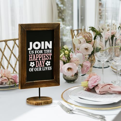 MyGift 12x7 Inch Framed Tabletop Chalkboard Signs with Stand Set of 2 - color: Burnt Wood, Set of 2