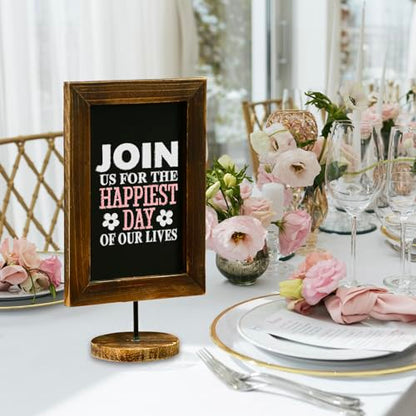 MyGift 12x7 Inch Framed Tabletop Chalkboard Signs with Stand Set of 2 - color: Burnt Wood, Set of 2