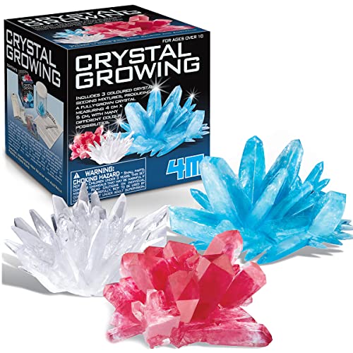 4M Crystal Growing Science Kit - 3 Colored Crystals - Easy DIY STEM Toys Lab Experiment Specimens, A Great Educational Gift for Kids & Teens, Boys & Girls Ages 10+ - style: 3 Crystals