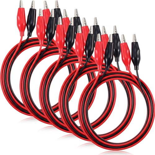 EBOOT 10 Pcs Alligator Clips Electrical, 40 Inches Test Leads with Alligator Clips, Double-ended Jumper Wires for Electrical Testing, Circuit Connection, Experiment