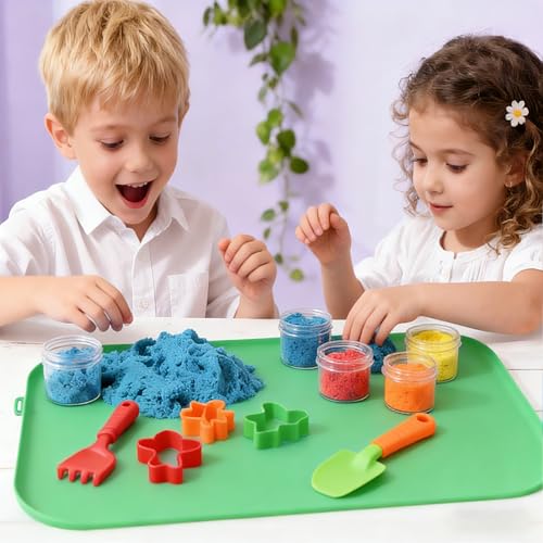 Silicone Craft Mat 24" x 16" with Raised Edge, Roll-Up Design with Storage Strap, Multi-Purpose Desk & Table Protector Silicone Art Mat for Crafts, Painting & DIY, Green - color: Green
