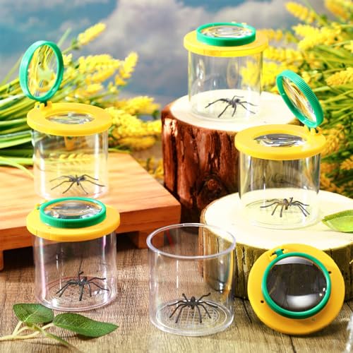 Silipull 24 Pcs Bug Jar Viewer Magnifying Insect Box Magnifier Bug Container Bulk Insect Container Cage for Science Nature Exploration Educational Tool Collecting Kit(Yellow) - color: Yellow