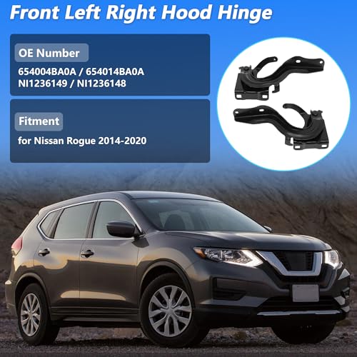 Front Hood Hinge for Nissan Rogue 2014-2020 No.654004BA0A/654014BA0A Front Left Right Driver Passenger Side Hood Hinge Bracket Set No.NI1236149/NI1236148