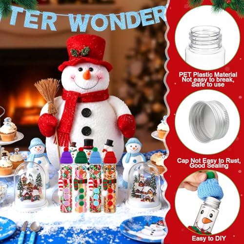 Honeydak 16 Set Christmas Candy Tubes 4 oz Hot Chocolate Clear Tube Bulk - style: Snowman