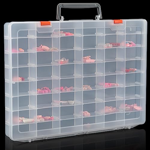 Large 48 Grids Clear Plastic Organizer Box with Adjustable Dividers - color: Clear -- 1PCS