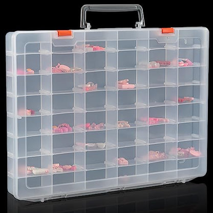 Large 48 Grids Clear Plastic Organizer Box with Adjustable Dividers - color: Clear -- 1PCS