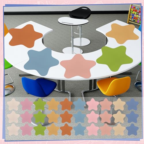 Lincia 30 Pcs Large 12''Table Dots Dry Erase Dots for Classroom Table Removable Stickers Vinyl Wall Whiteboard No Staining Spots for School Teacher Home Office Teaching Supplies (Star Shape) - style: Star Shape