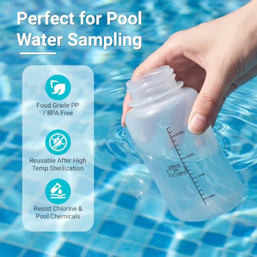 Pool Water Sample Bottle, 2 Pack 8.8 OZ Wide Mouth Liquid Containers