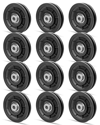 12 PCS 3.5Inch/90mm Nylon Bearing Pulley Wheel, Silent Bearing Replace for Garage Gym Equipment Pulley System, Universal Wearproof Bearing Maximum Working Load of 1000 LBS - size: 12 Pack