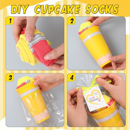 Cutecrop 52 Pcs Back to School Teachers Gifts Coffee Cup Fuzzy Socks - style: Yellow Crayon