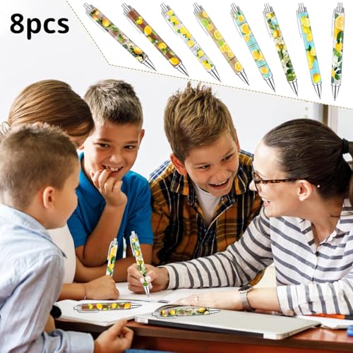Idealmuzik Lemon Pens Set – Fun Citrus-Themed Pens for Girls, Students, and Stationery Lovers – Smooth Writing Ballpoint Pens for School, Journaling, or Gifts – Bright and Cheery Design, 8 Pack - color: Lemon