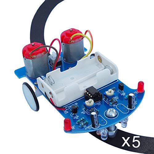 5 Pack D2-5 Smart Car Kit Soldering Project Line Following Robot for Fun Educational Electronic Learning Practicing with English Manual by VOGURTIME - color: 5 Pack D2-5 Smart Car Kit