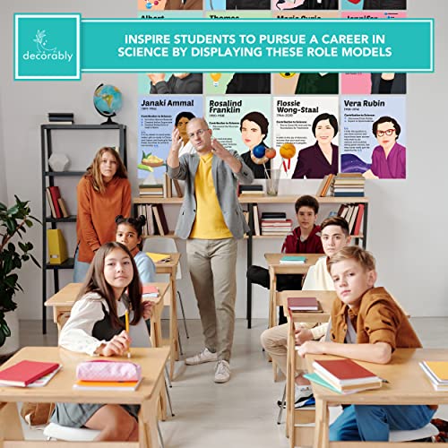 Decorably 12 Famous Scientist Science Posters for Classroom Decor, 11x14in