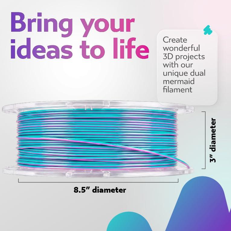 Cookiecad Silk PLA Filament Dual Color, Mermaid, 1.75mm 2kg for 3D Printer - color: Mermaid Dual Silk (2-pack)