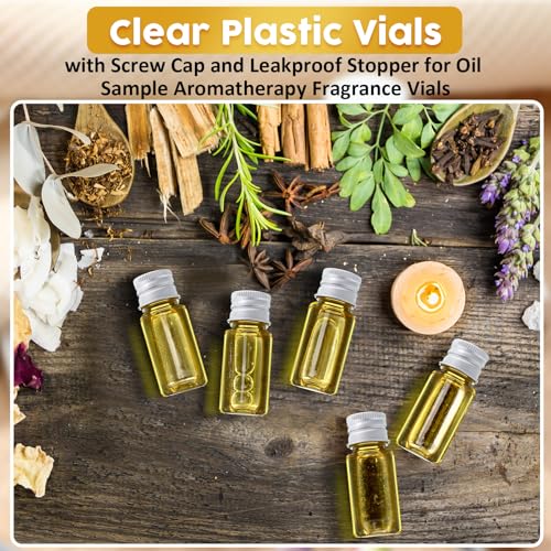 200 Pcs 10ml Mini Plastic Bottles Vials Tiny Jar with Aluminum Screw Lid Cap Clear Plastic Sample Container with Sealed Top Metal Lid for Cosmetic Essential Oil Specimen(Silver and Clear) - color: Silver and Clear