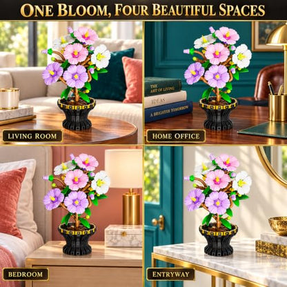 Botanicals Hibiscus Artificial Flowers Building Set - color: Pastel Purple