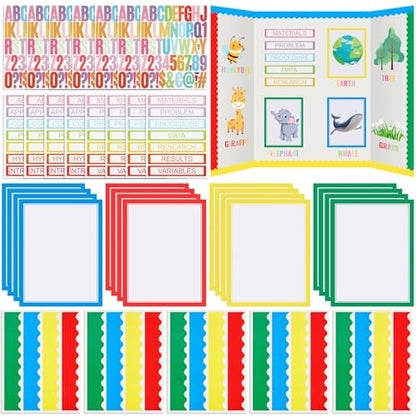 Henoyso 116 Pcs Science Fair Display Board Supplies, Scalloped Borders