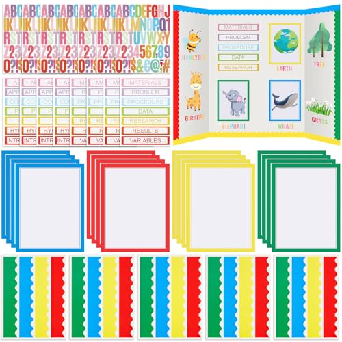 Henoyso 116 Pcs Science Fair Display Board Supplies, Scalloped Borders