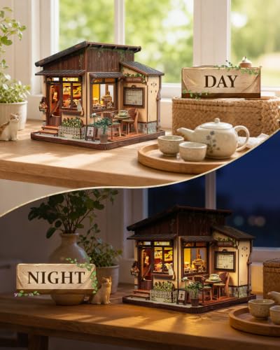 Cutebee LED Book Nook Kit, DIY Miniature House Kits Coffee Shop - color: Kissa Coffee