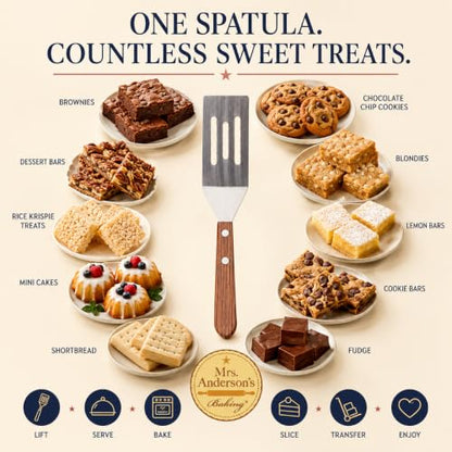 Mrs. Anderson’s Baking Mini Flexible Brownie Cookie Spatula, Stainless Steel Blade with Wood Handle - size: Mini 8-Inch, Stainless Steel