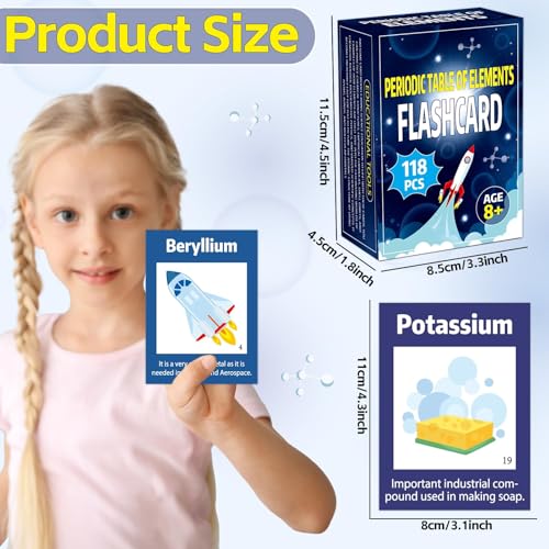 118Pcs Periodic Table of Elements Laminated Flashcards Science Flash Cards Chemistry Flash Card Game Science Elements Study Guide for Teachers Students