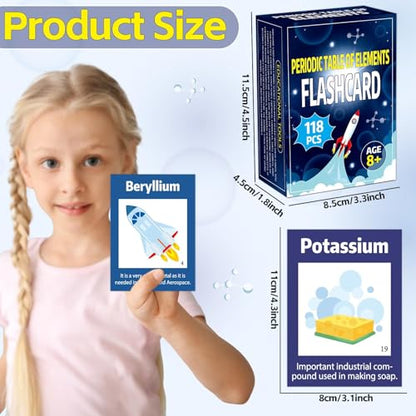 118Pcs Periodic Table of Elements Laminated Flashcards Science Flash Cards Chemistry Flash Card Game Science Elements Study Guide for Teachers Students