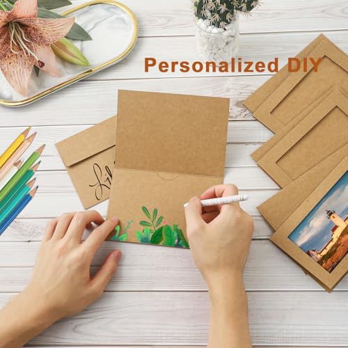 Silunkia 60 Packs Brown Photo Frame Cards and Envelopes for 4 x 6 Picture - color: Brown, size: 4x6
