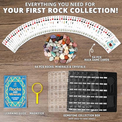 PIBEX Rock Collection Starter Kit, 54 Rocks & Minerals with Name Labels - style: 54PC Starter Edition