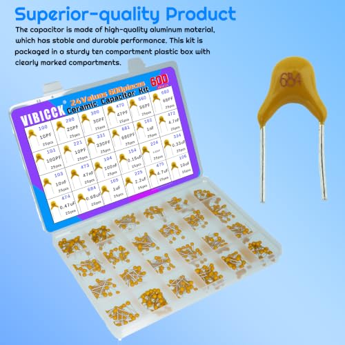 24 Values 600pcsMultilayer Monolithic Ceramic Capacitor Assortment Kit