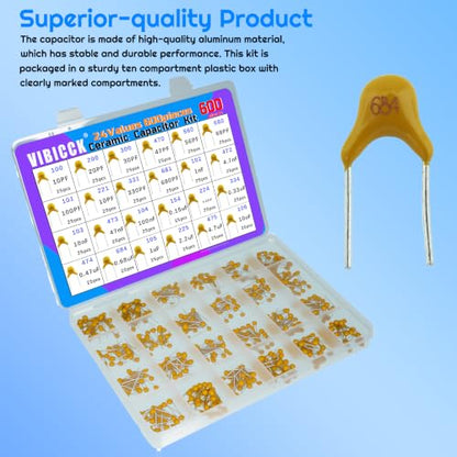 24 Values 600pcsMultilayer Monolithic Ceramic Capacitor Assortment Kit
