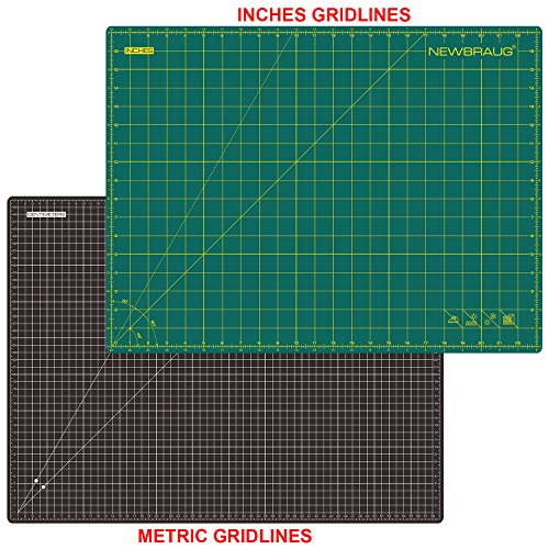 NEWBRAUG 18'' × 24'' Perfect Self Healing Cutting Mat, Non-Slip Gridded Rotary Cutting Board, Necessary for Quilting, Sewing, Craft, Fabric & Scrapbooking(Green/Black) - size: 24"L x 18"W