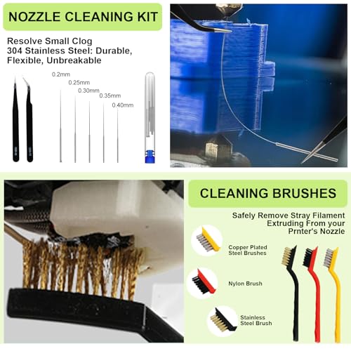 176 PCS 3D Printing Tool Kit, 3D Printing Accessories with Nozzle Cleaning Kit, Deburring Tool, Digital Caliper, Smoothing Tools, 3D Printer Tools for Model Measuring Removing Finishing 3D Print - color: 176PCS