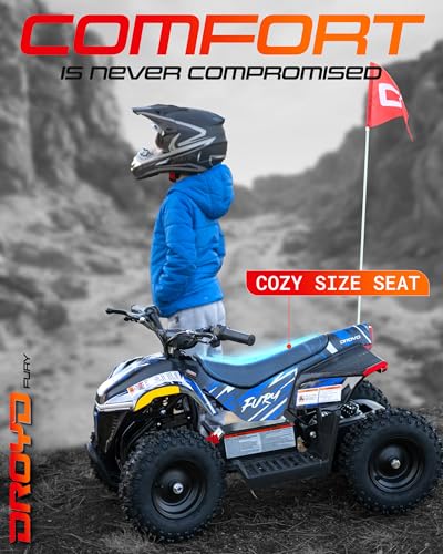 Droyd Electric ATV Fury, 36V Kids Quad Bike with 500W Brushless Powerful Motor, 8-10 Miles Long Range Electric 4 Wheeler with Throttle Controlled Dual Suspension for Boys Girls Ages 6+ (Red) - color: Red