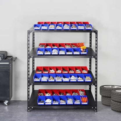 VEVOR Plastic Storage Bins 24 Pack (5 x 4 x 3-Inch), Hanging Stackable Storage Organizer Bins, Heavy Duty Stacking Containers for Closet, Garage, Office, or Small Parts Organization - style: Red&Blue-24PC-1L