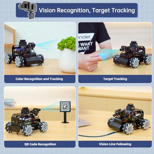 LewanSoul Robot Car for Raspberry Pi 5 ROS2 Programmable AI Vision Smart Robot Kit 360° Movement Chassis, Lidar SLAM Mapping Navigation Path Planning Autonomous Driving, MentorPi M1 with RPi 5 4GB