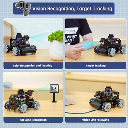 LewanSoul Robot Car for Raspberry Pi 5 ROS2 Programmable AI Vision Smart Robot Kit 360° Movement Chassis, Lidar SLAM Mapping Navigation Path Planning Autonomous Driving, MentorPi M1 with RPi 5 4GB