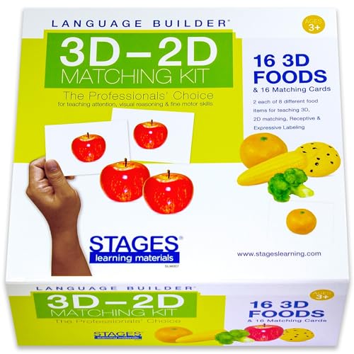 Stages Learning Language Builder 3D-2D Foods Matching Kit for Autism Education & Aba Therapy Flash Cards - style: Foods
