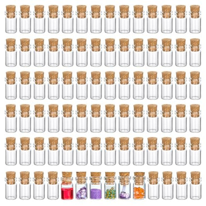 PH PandaHall 200pcs 1.5ml Clear Glass Jars with Cork Stoppers Mini Glass Bottles Small Glass Vials Tiny Jars for DIY Crafts Wedding Favors Party Decorations Gift Making Jewelry Making - size: 1.5ml