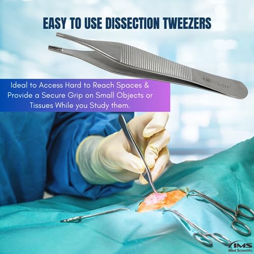 ADSON Forceps Tissue 1X2 Teeth ADSON Brown Forceps ADSON Dressing Forceps 4.75" Wide Handle Ridged Grip, Stainless Steel (Adson Brown - STR) - color: Adson Brown - Str