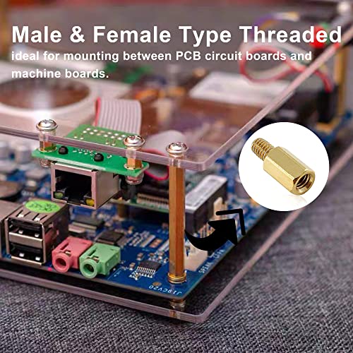 260Pcs M3 Male-Female Brass Thread Hex Standoff Spacer Screws and Nuts Assorted Kit,Threaded Pillar PCB Motherboard Assortment Kit for DIY Computer Build, Circuit Board - size: M3 Male-Female Spacer 260pcs